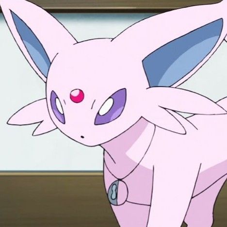 close up of espeons head / torso from the pokemon anime